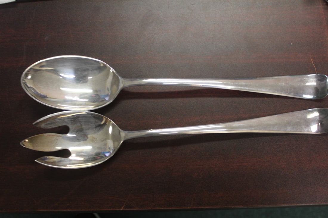 Vintage Large Silverplated Serving Spoon and Fork: Gerity G-48 - 13 inches