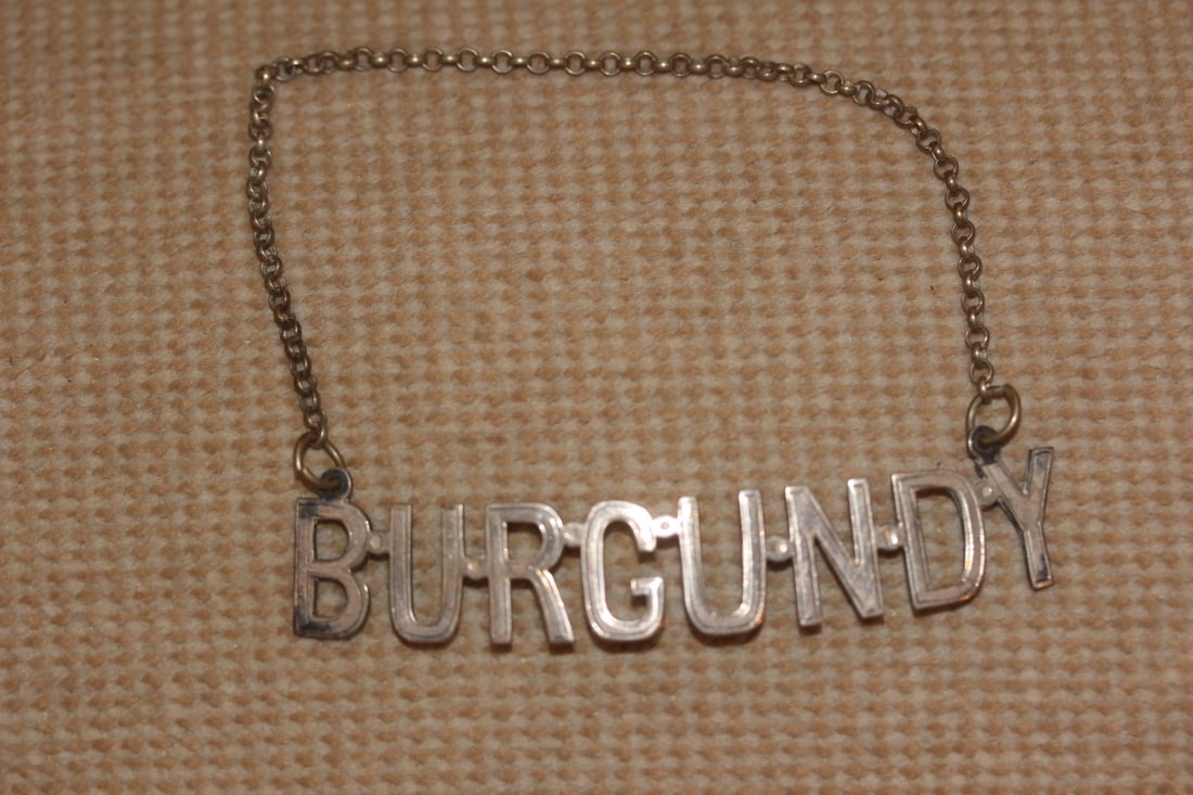 Sterling Burgundy Decanter Tag: as shown