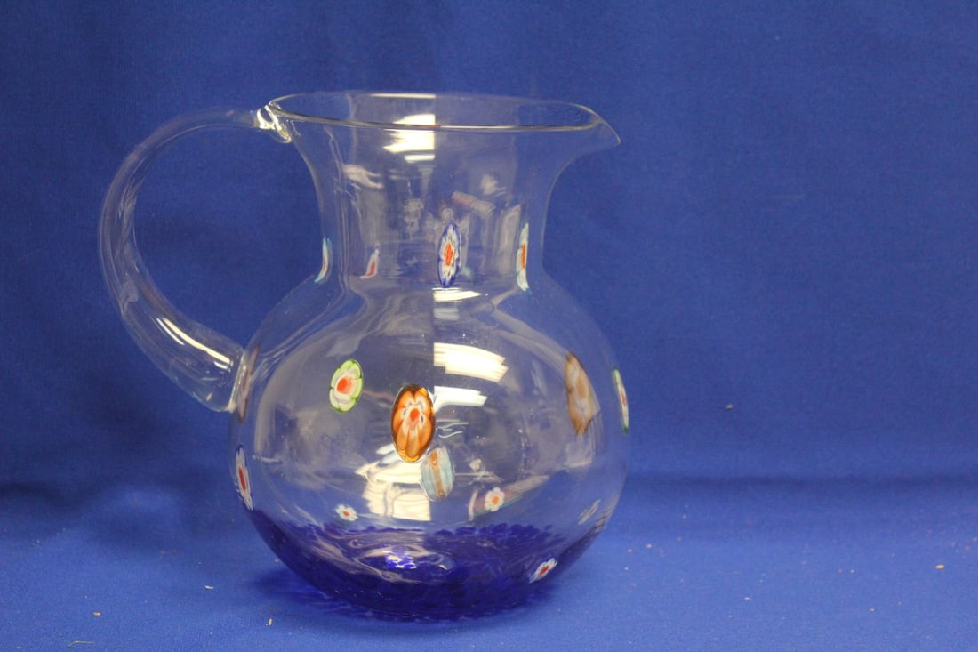 Murano Millifiori Artglass Pitcher: 8 1/4" tall
