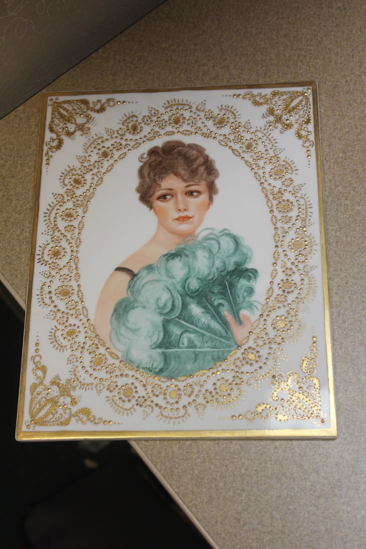 Signed Carol Scott Porcelain Plaque: beauty on porcelain - 7 3/4" x 9 7/8"