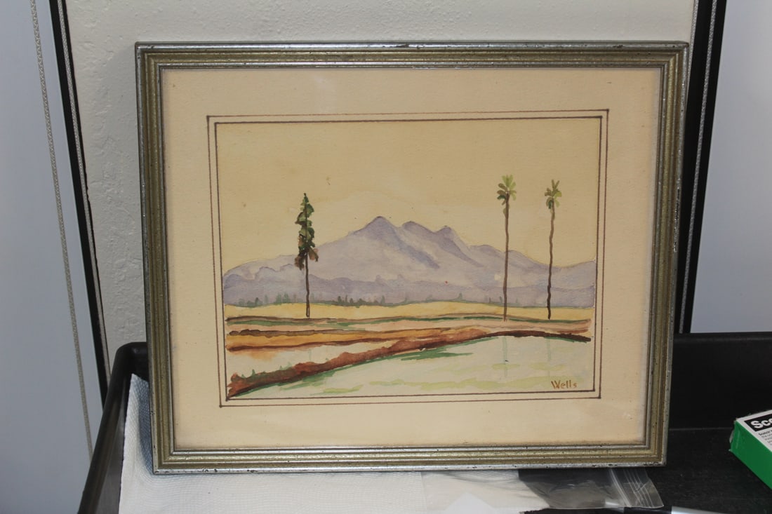 Vintage Watercolor by Wells: overall= 11 1/4" x 9 3/8"