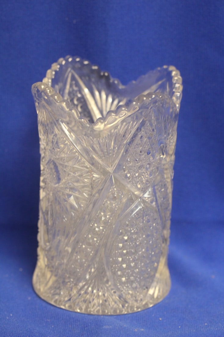 Press Glass Vase: 5 3/4" tall - unusual shape