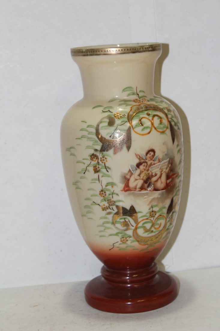 A Victorian Bristol Glass Vase: 10 3/4" tall