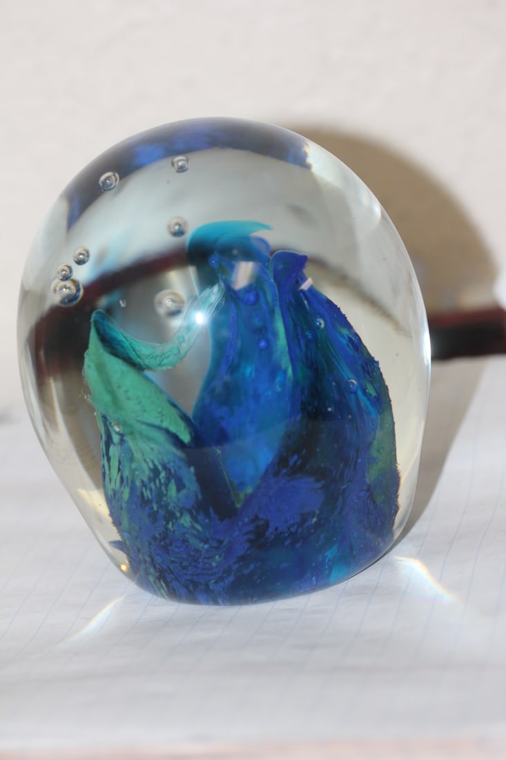 Art Glass Paperweight: 4" tall