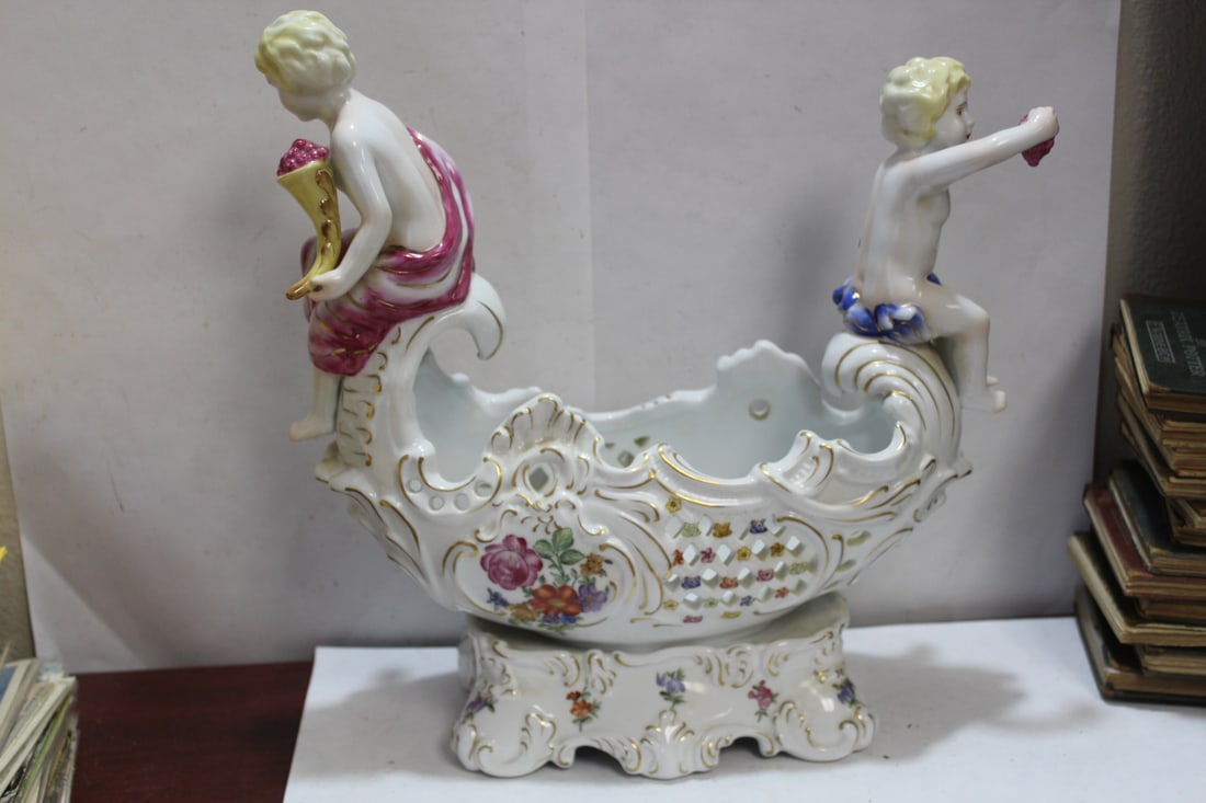 a Marked Dresden Center Bowl: do not know if it is authentic or not - approximately 11 1/2" wide