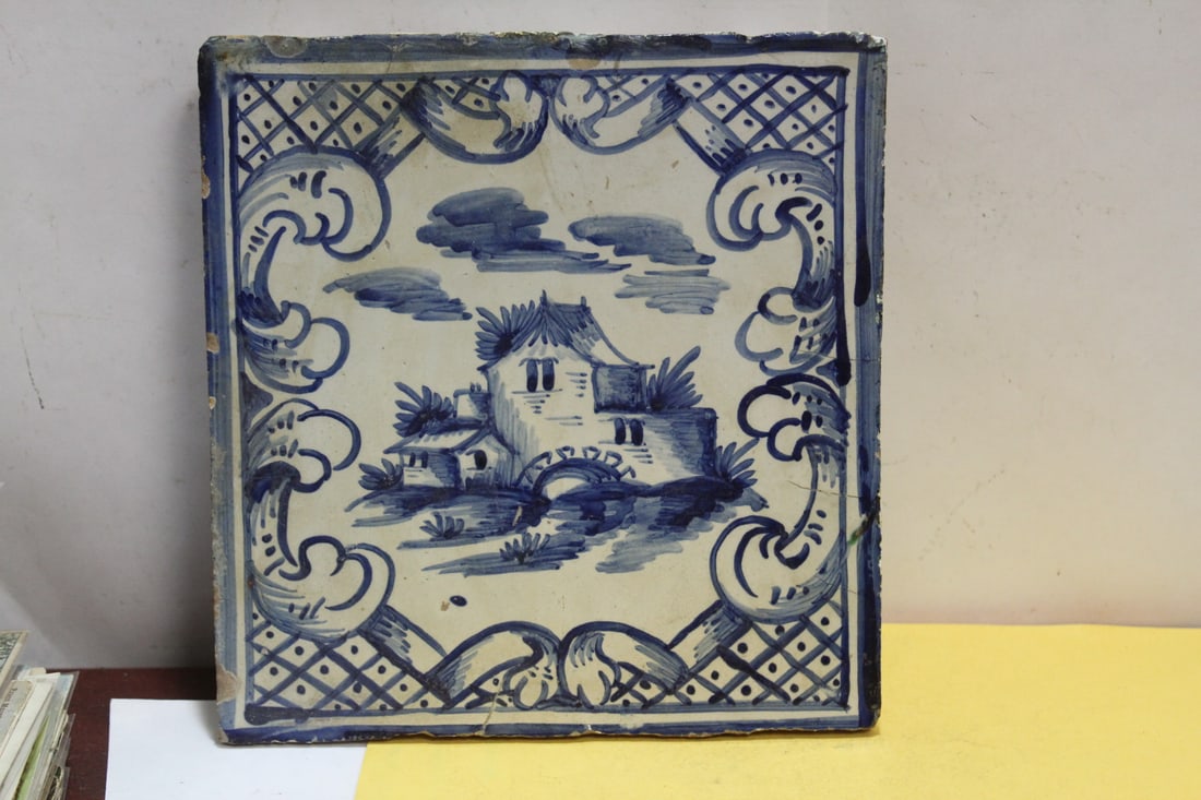 An Antique Delft Tile: 7 1/4" square - 18th century, possibly earlier