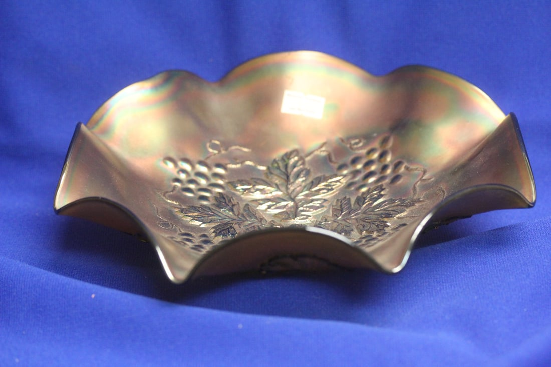 A Carnival Glass Bowl: Marked N or Norwood - 9 inches in diameter