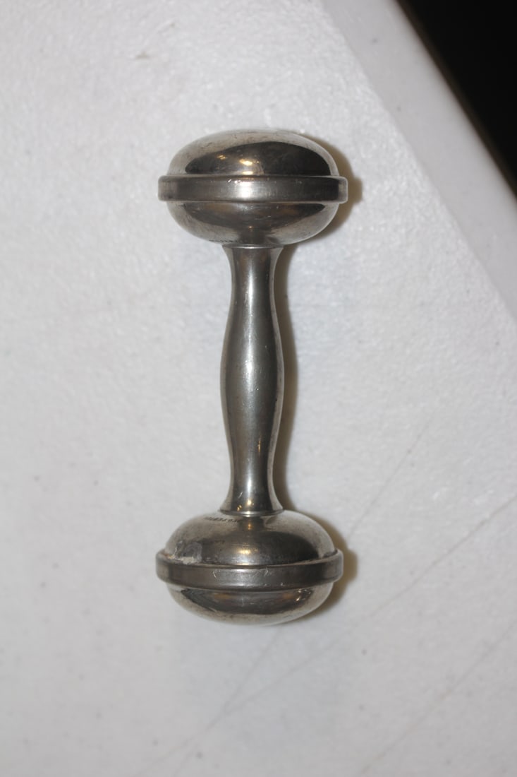 Antique Silverplate Baby Rattler: for teething - please note: dent