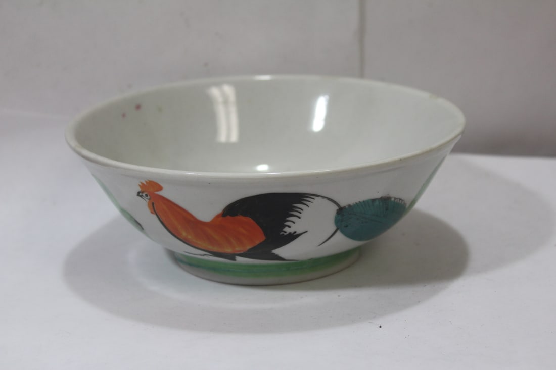 A Chinese Chicken Bowl: most likely Republic period - 7 3/4" in diameter