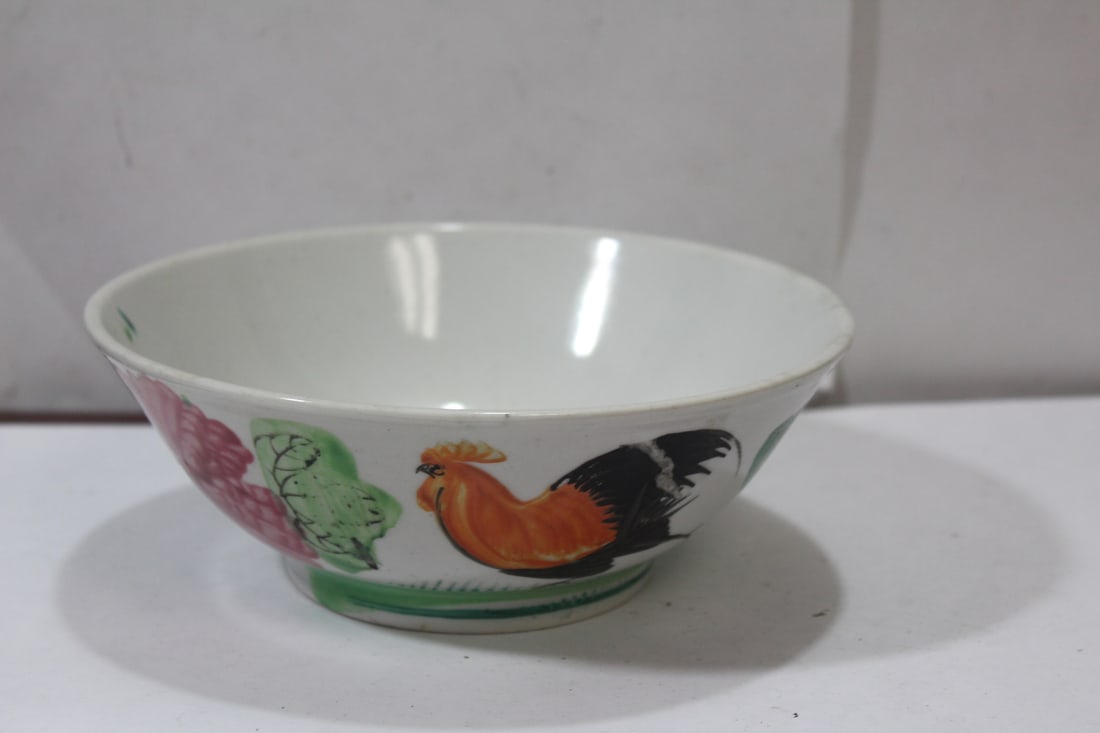 A Chinese Chicken Bowl: most likely Republic period - 7 3/4" in diameter