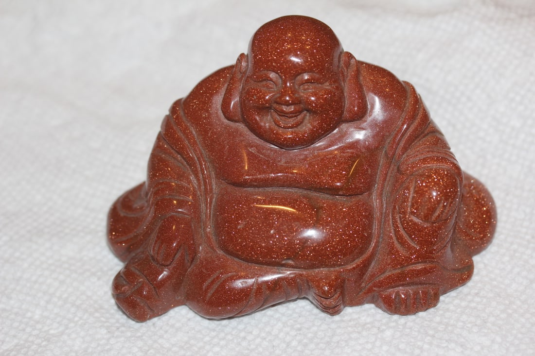 Chinese Goldstone Gemstone Laughing Buddha (1 of 6)