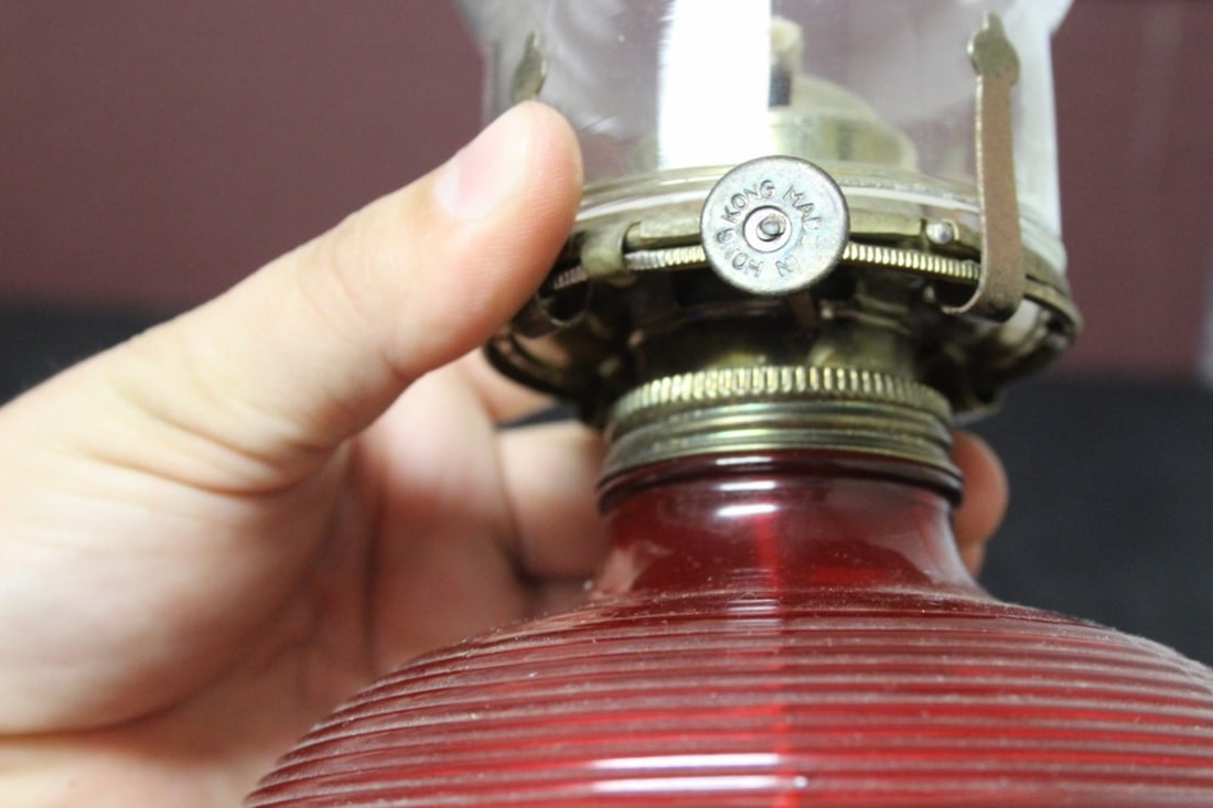 A Ruby Red Oil Lamp - 4