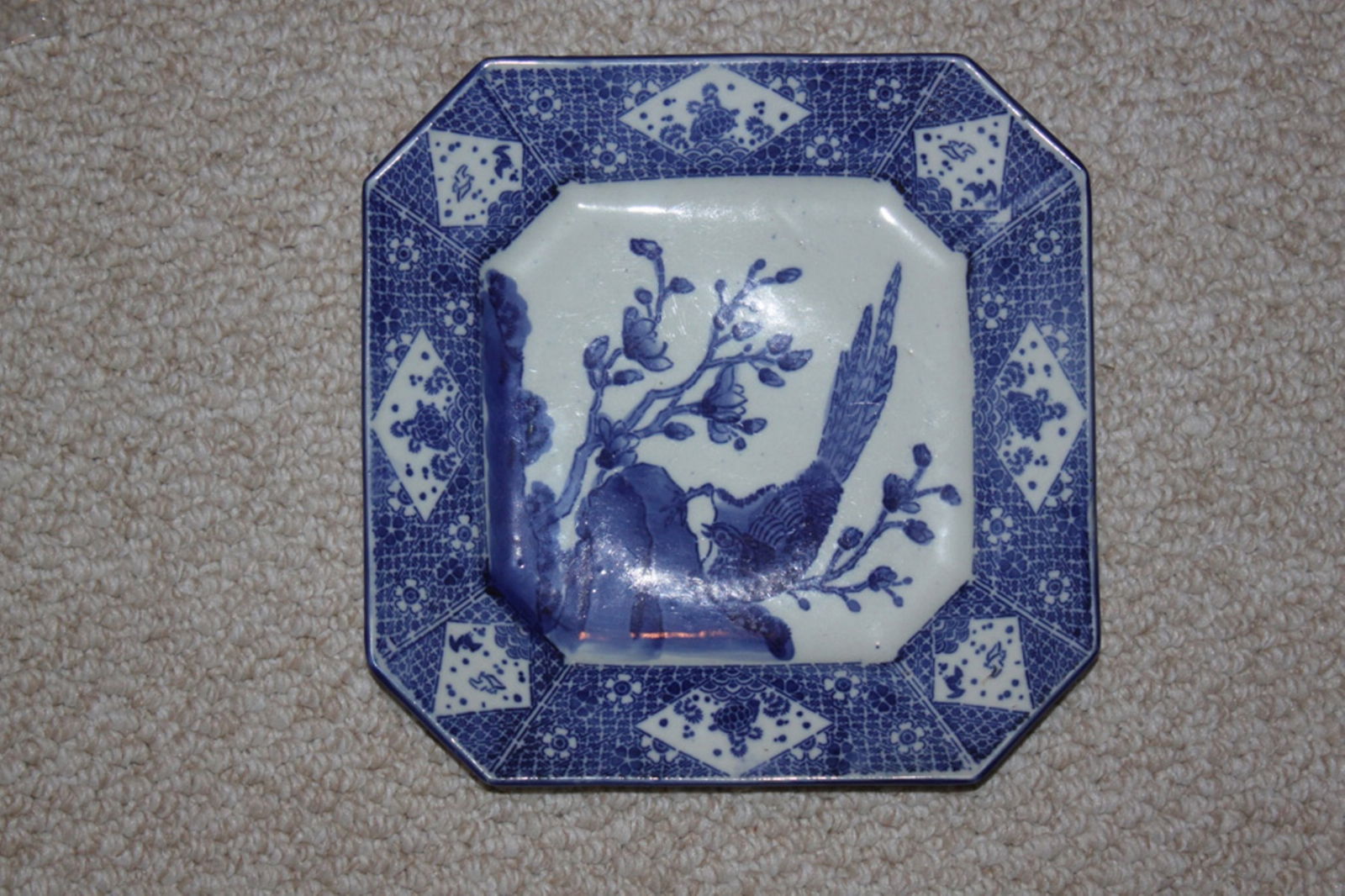 19th Century Japanese Blue and White Square Plate (1 of 8)