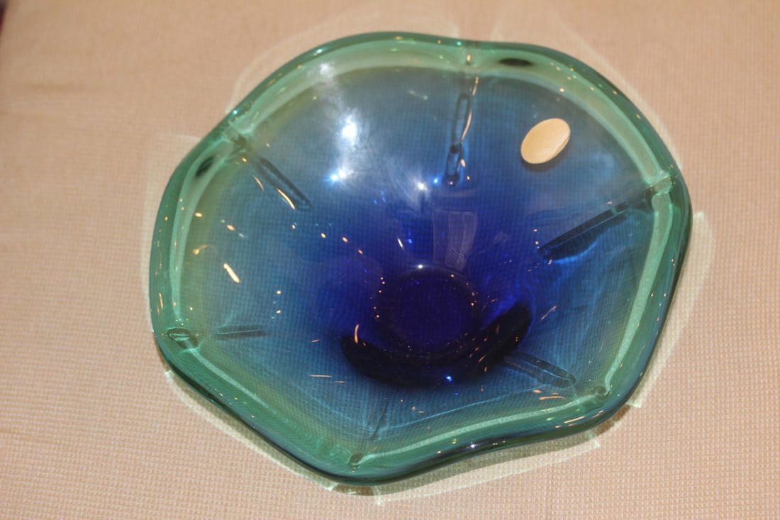 Labeled Murano Art Glass Bowl: 10 1/4" in diameter