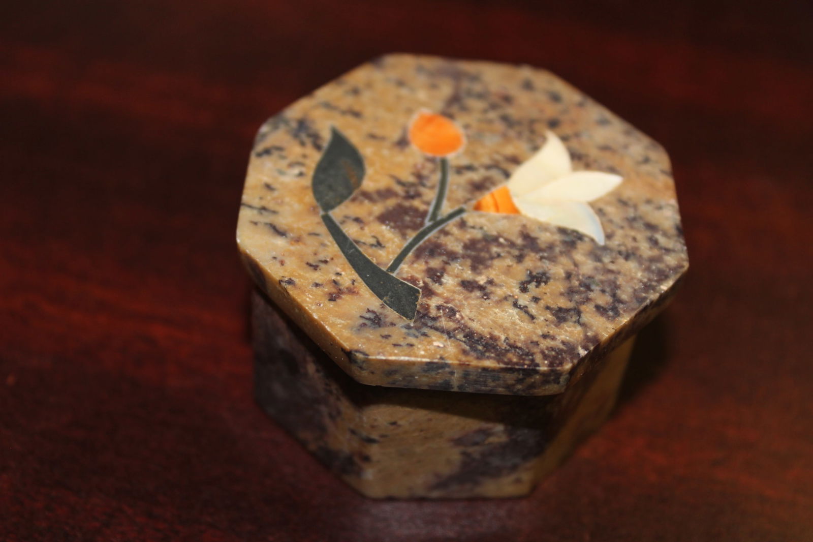 A Small Inlaid Stone Trinket Box (1 of 4)