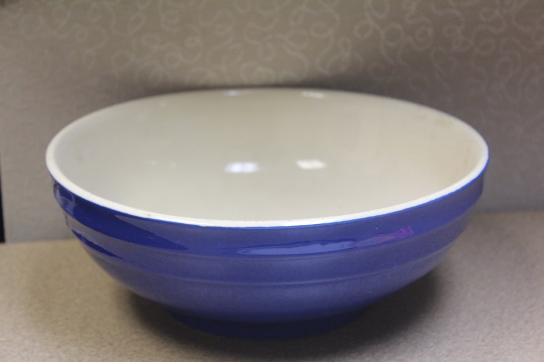 Cobalt Blue Pottery Bowl: vintage - 9 1/4" in diameter
