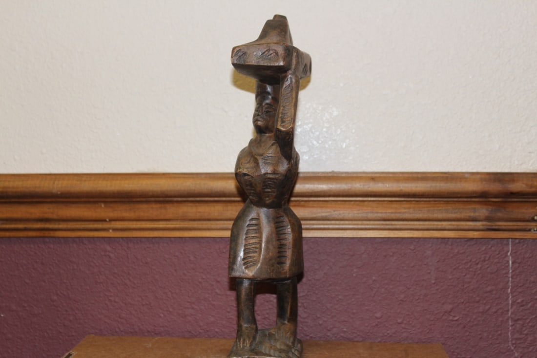 An African Wooden Statue: 11 3/4" tall