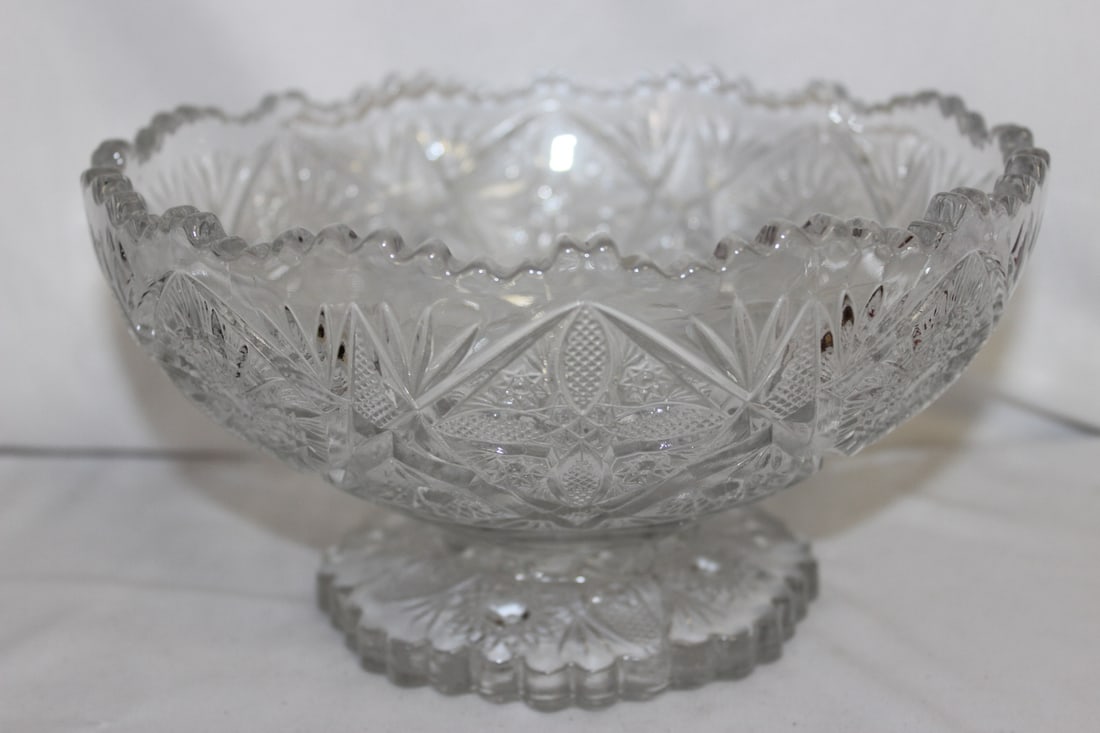 A Pressed Glass Bowl: 8 1/2" across