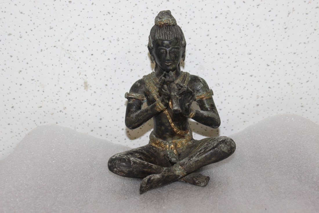 An Asian Bronze Musician: 7 inches tall