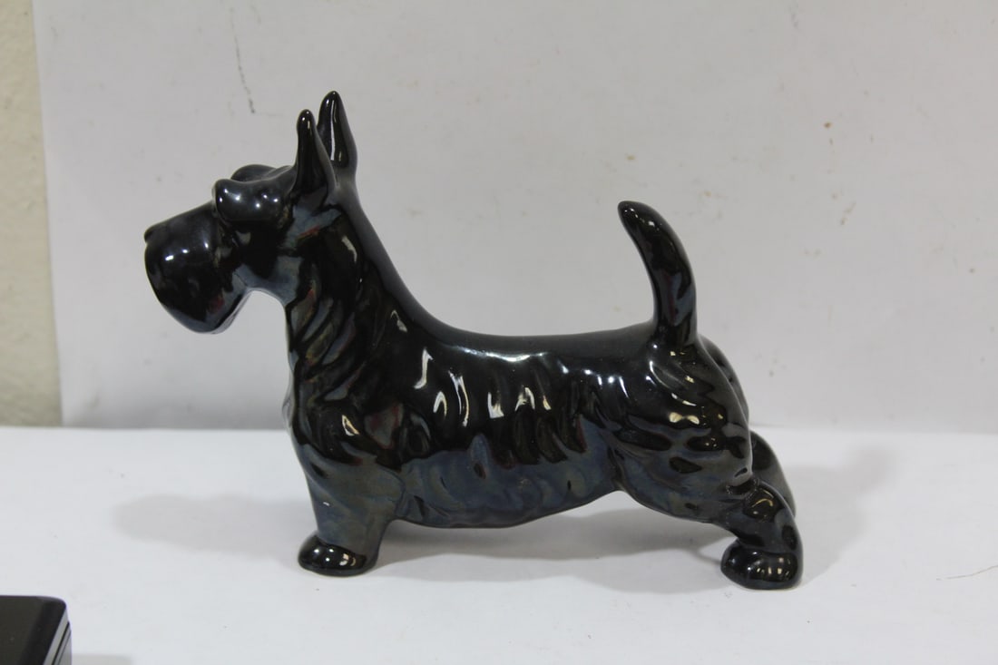 A Ceramic Black Dog: 5 1/2" long
