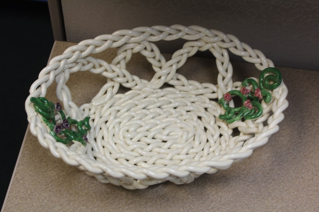 Ceramic Reticulated Basket: rope form - 12" across