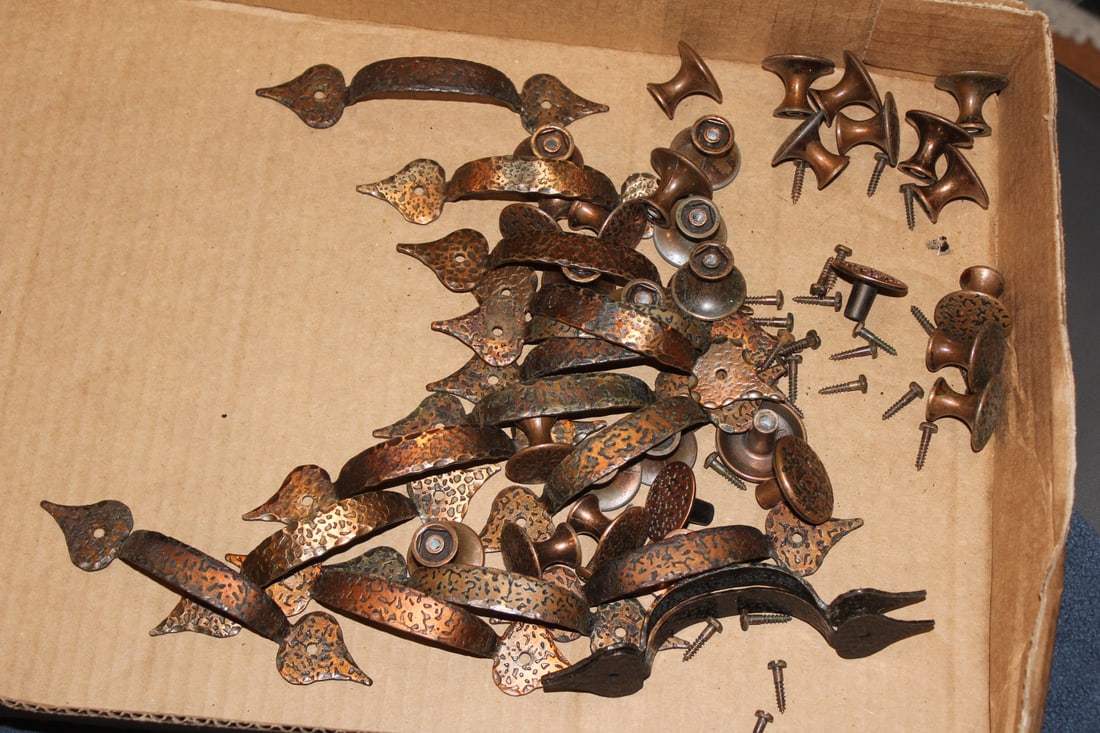 Various Sizes of Copper Spools: and drawer handles