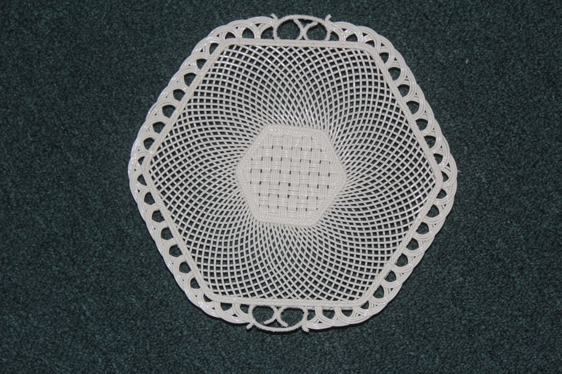 Belleek Porcelain Woven Tray: 9 5/8" in diameter