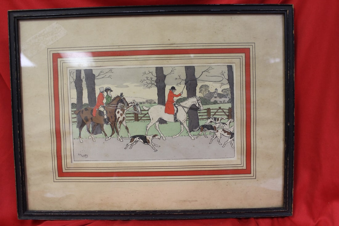 A Print/Etching/Lithograph by Harry Elliott: overall= 16 1/2" x 12 1/2" - framed
