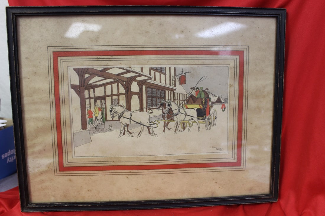 A Print/Etching/Lithograph by Harry Elliott: overall= 16 1/2" x 12 1/2" - framed