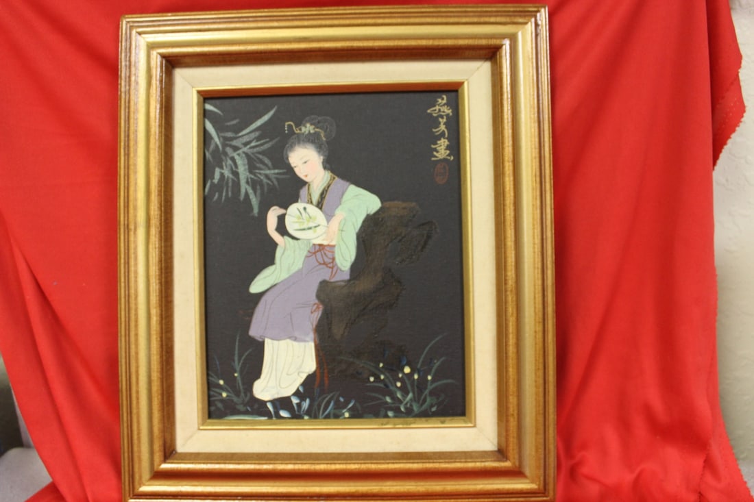 A Vintage Chinese Oil on Canvas Painting (1 of 4)