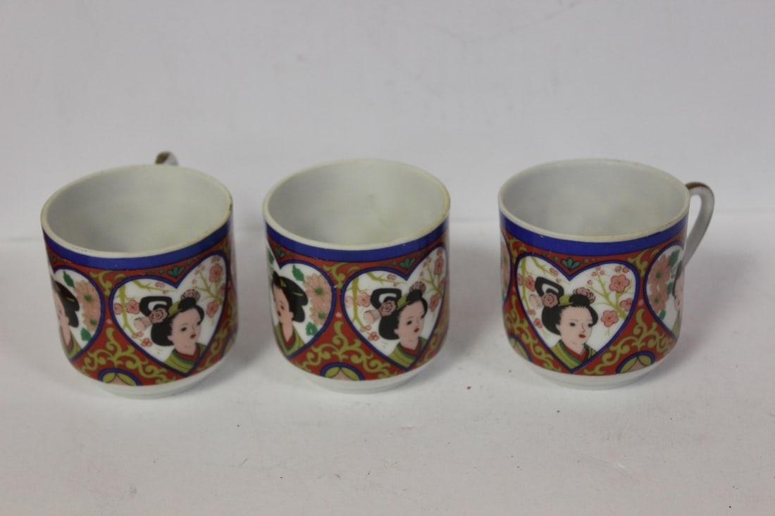 Lot of Three Japanese Lithophane Cups: 2 1/2" tall each