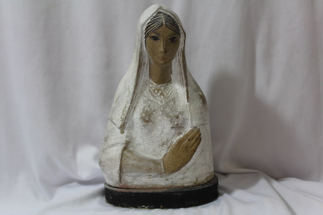 A Wooden St. Mary Figure: 9 1/4" tall