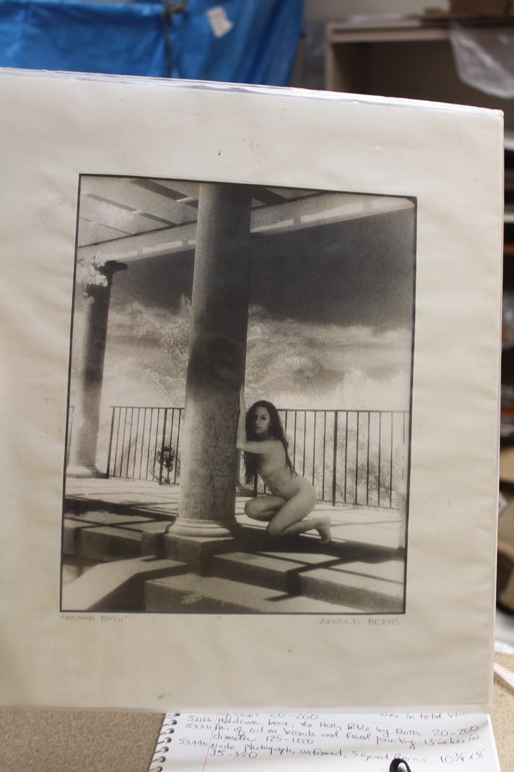 Arnold Berns Nude Photograph: black and white - overall= 12"x 14" - sight= 7 1/2" x 9 5/8"