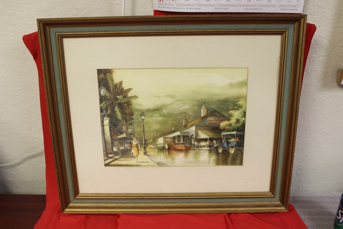 A Watercolour by Caruso: Framed - signed - 23" x 19 1/4"