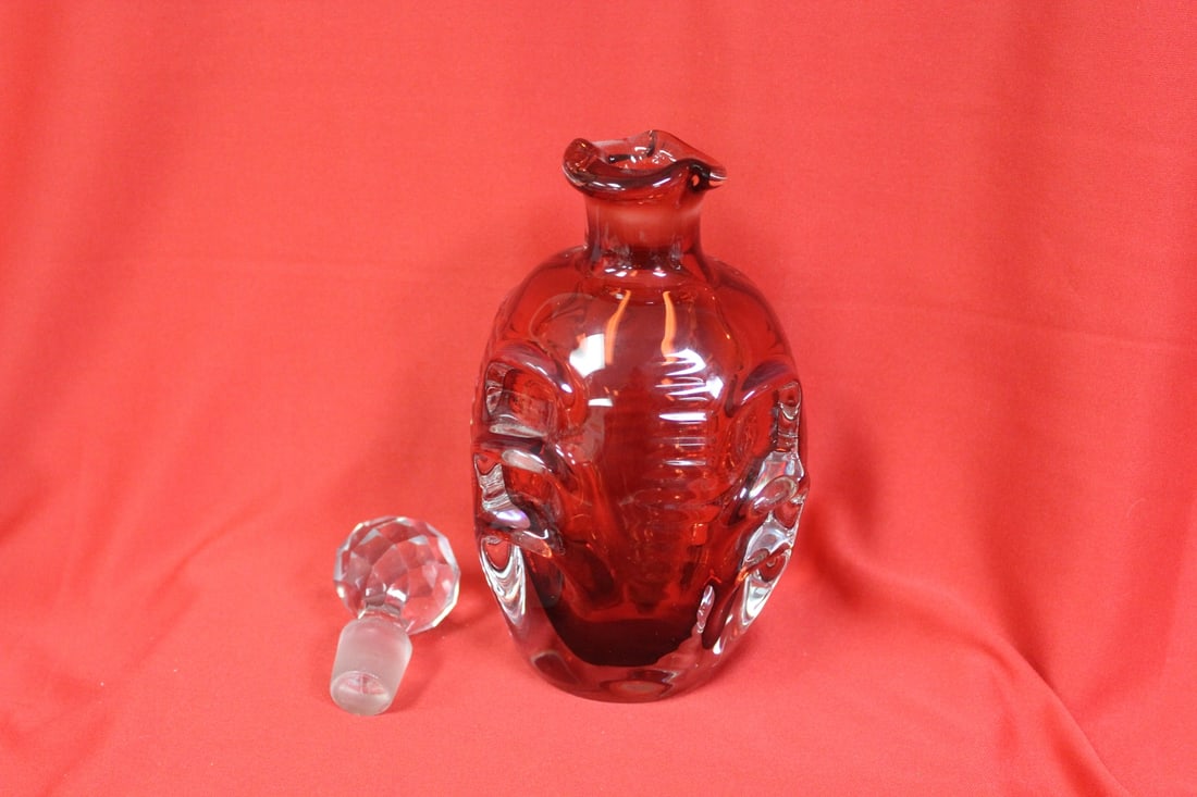 A Ruby Red Glass Decanter - 2