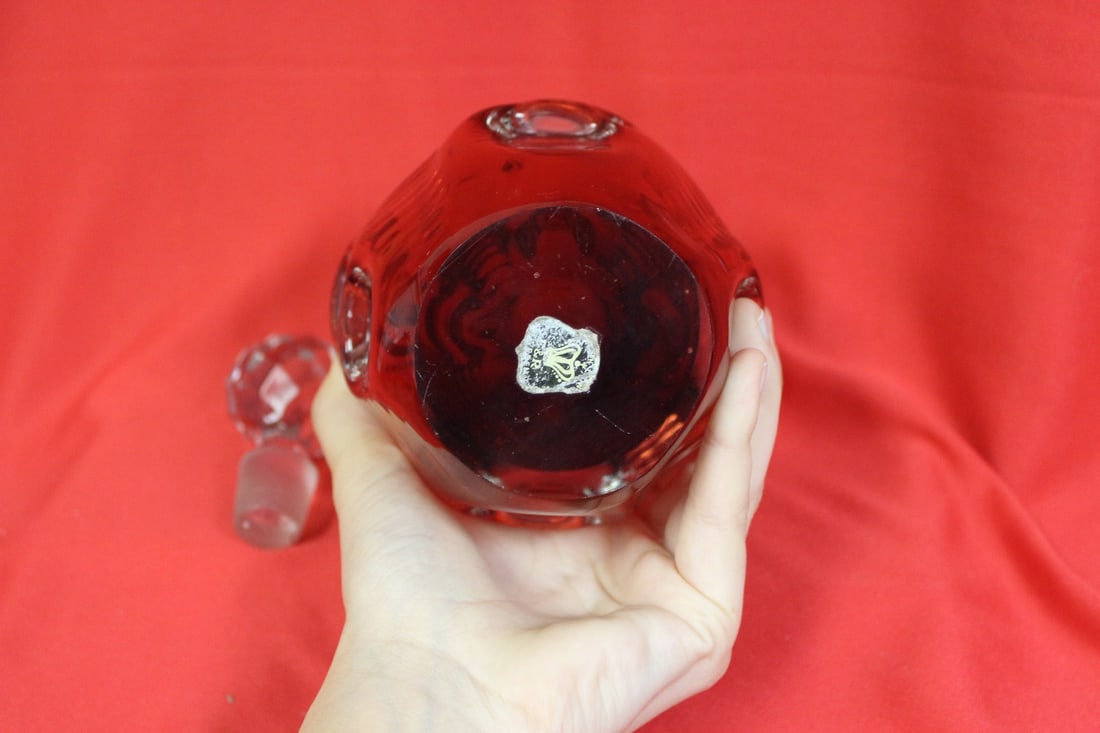 A Ruby Red Glass Decanter - 3