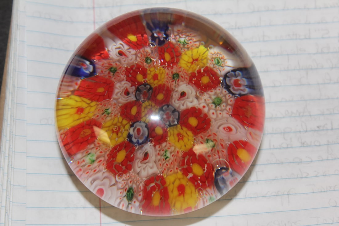 Millifiori Artglass Paperweight: 3 1/4" in diameter