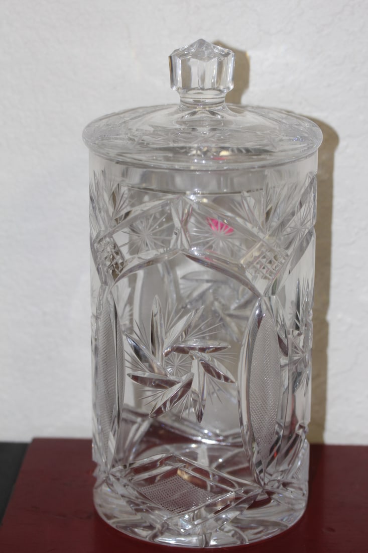 ABP Cut Glass Cylinder Vase: American Brilliant Period - beautifully done - 11" tall and 5" wide