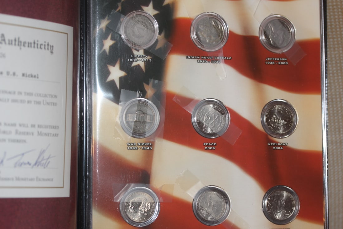 World Reserve Monetary Exchange Nickel Set: 100 years of US Nickels - 9 Nickels coin-set