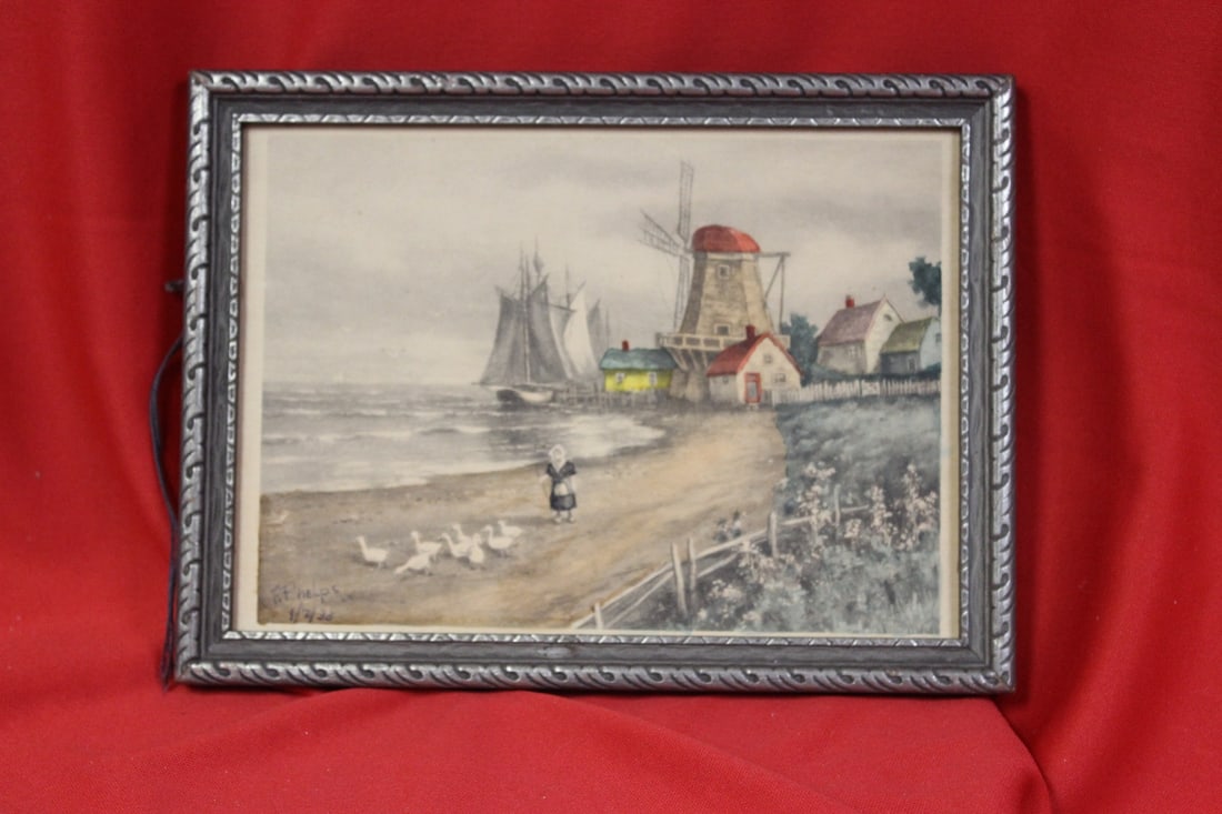 A Watercolour - Signed F.Phelps 1.22.33: framed, but no glass - 7 3/4" x 5 3/4" in overall - nice bright colours