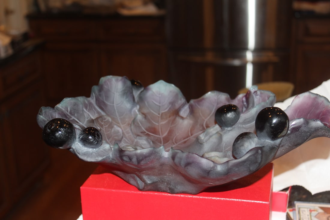 Signed Daum Nancy Art Glass Bowl: beautiful - large size - boxed - 12 5/8" x 9" (bowl only)