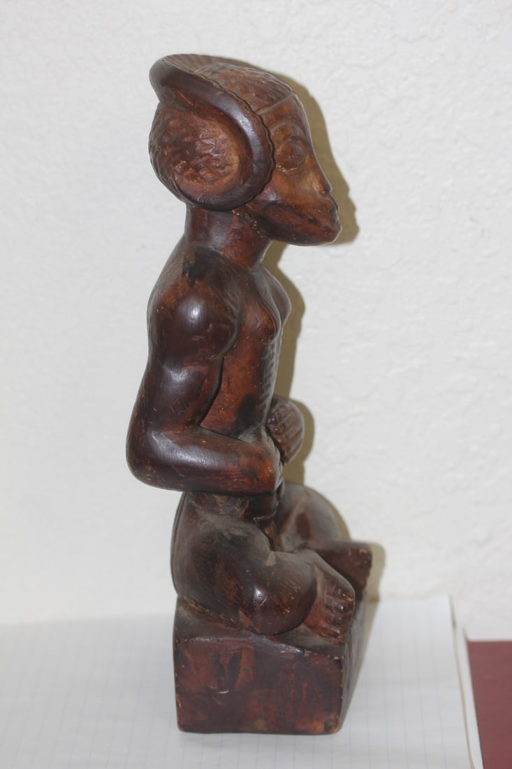 Solid Wood Ram Head Figurine - 3