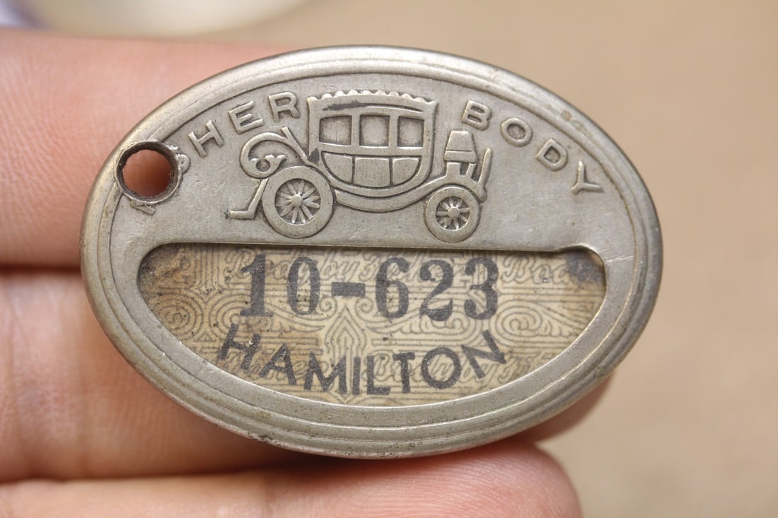 Antique Fisher Body Name Tag: as shown