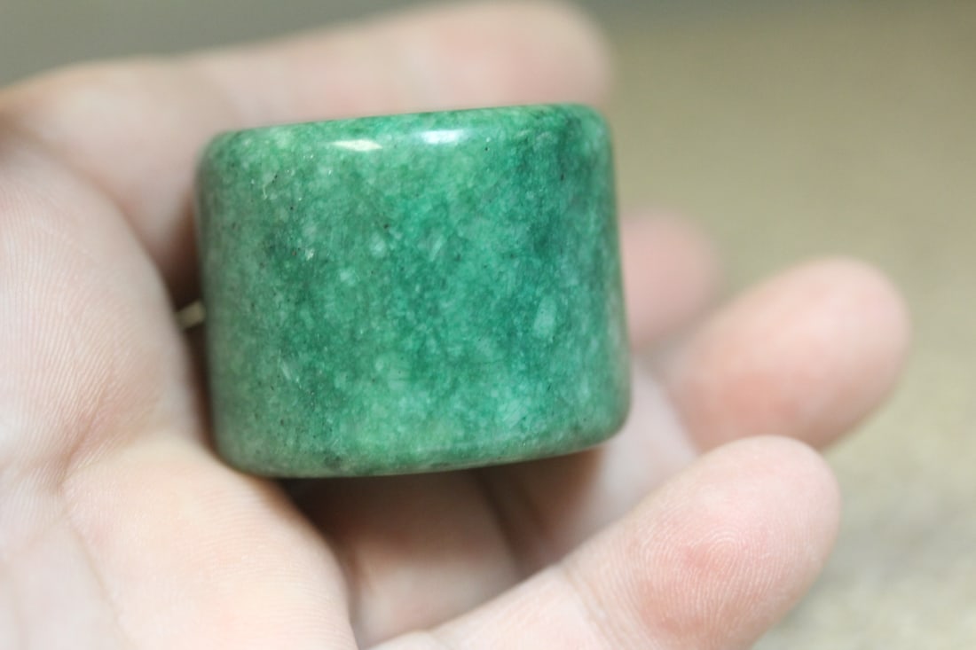 Jade or Stone Archer's Ring: 1 3/8" across