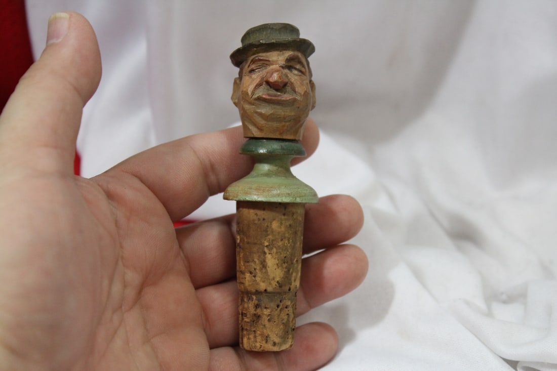 A German Figueral Cork Stopper: vintage - 4" tall