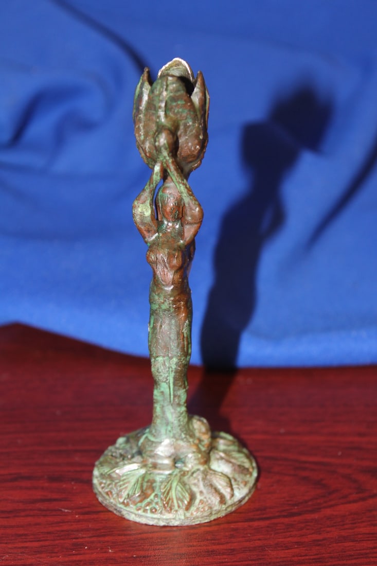 A Vintage Bronze Candle holder: 5 1/4" tall
