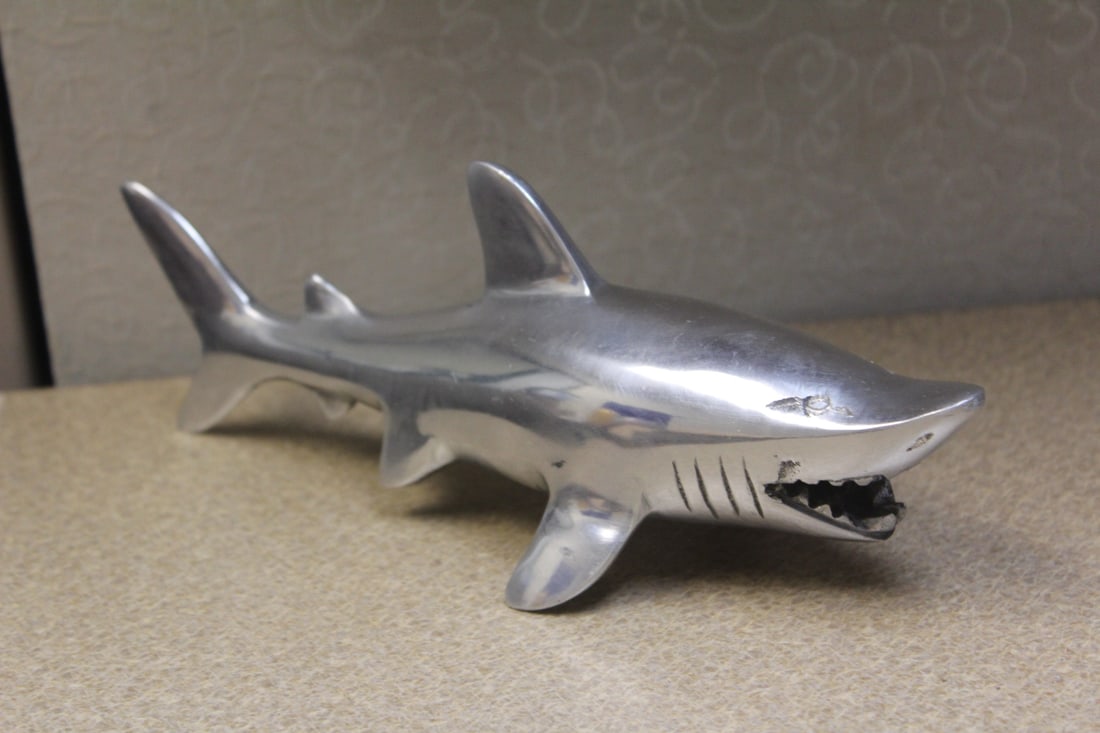 An Aluminum Shark: possibly a bottle opener - 8 inches across
