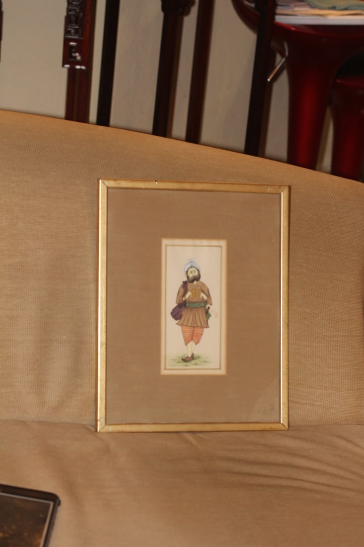A Painting of an Indian Merchant?: framed - overall= 15" x 12" - sight= 7 3/4" x 4"