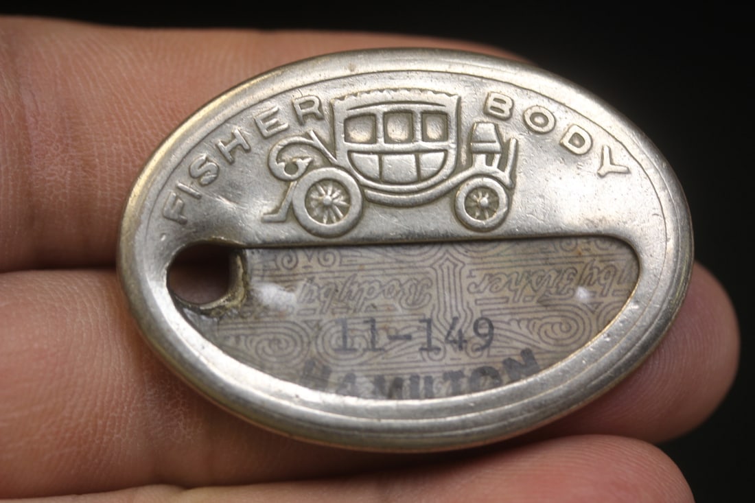 Antique Fisher Body Name Tag: as shown