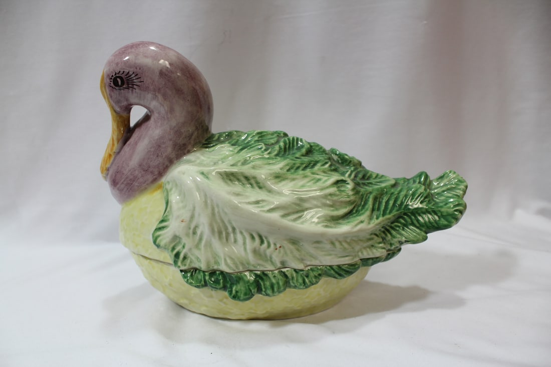 A Duck Ceramic Taureen: 10 1/4" across